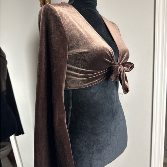 Elegant Velvet Tie-Front Top - Picture 2 of 4